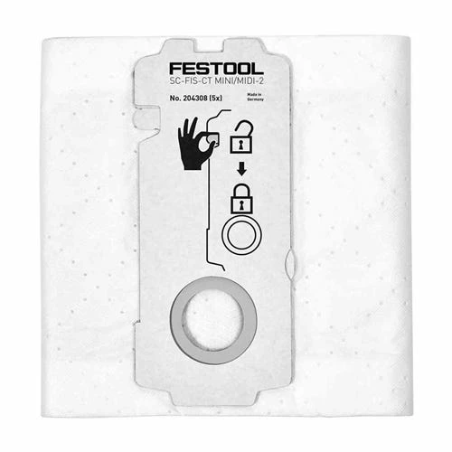 Festool Self-Cleaning Filter Bag SC-FIS-CT MINI/MIDI-2 (5 Pack) 204308 3 Festool Self-Cleaning Filter Bag SC-FIS-CT MINI/MIDI-2 (5 Pack) 204308