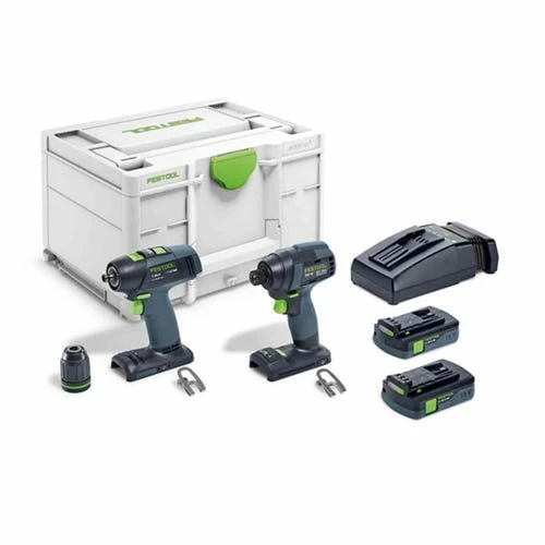 Festool 18V Cordless 2-Tool Combo TID 18 Impact Driver & T 18+3 Drill Driver (4.0Ah) Kit 576494 3 Festool 18V Cordless 2-Tool Combo TID 18 Impact Driver & T 18+3 Drill Driver (4.0Ah) Kit 576494